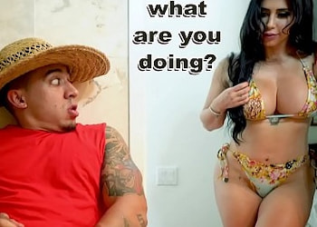 La maciza Valerie Kay pilló al jardinero haciéndose una paja